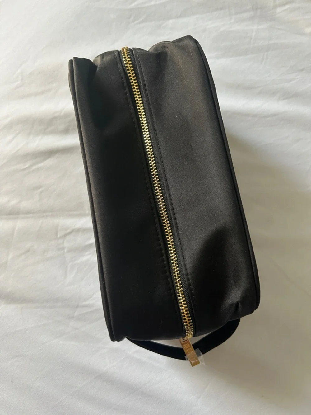 Milani Black Gold Embroidery Logo Zip Closure Cosmetics Travel Storage Bag
